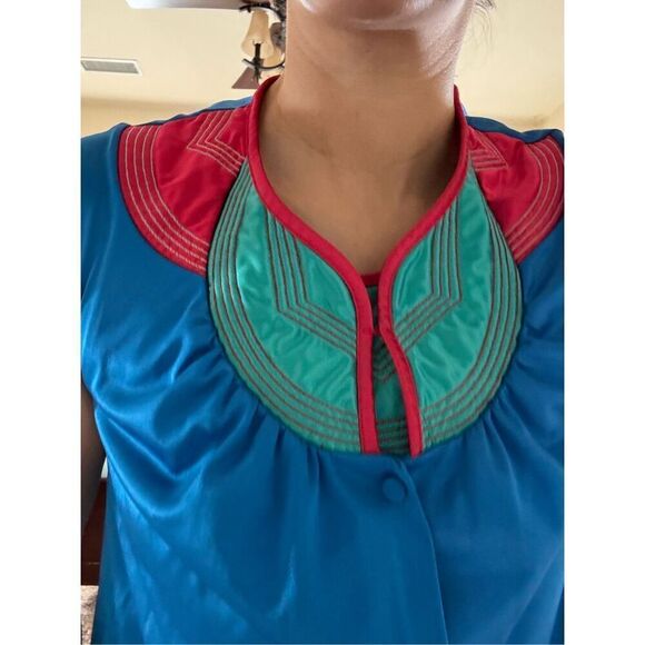 Vintage pajama Mexican peacock women’s M slip dress with matching coat robe Vani - Picture 4 of 5